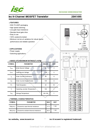 2SK1095 Datasheet PDF Inchange Semiconductor