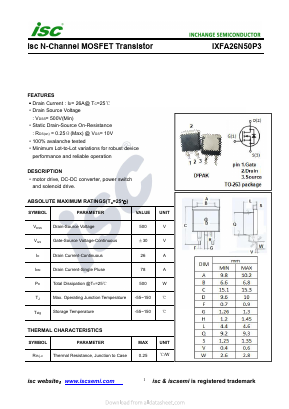 IXFA26N50P3 Datasheet PDF Inchange Semiconductor