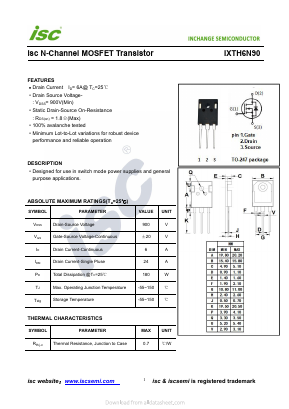 IXTH6N90 Datasheet PDF Inchange Semiconductor