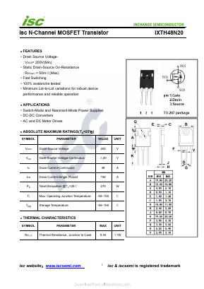IXTH48N20 Datasheet PDF Inchange Semiconductor