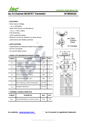 IXTM50N20 Datasheet PDF Inchange Semiconductor
