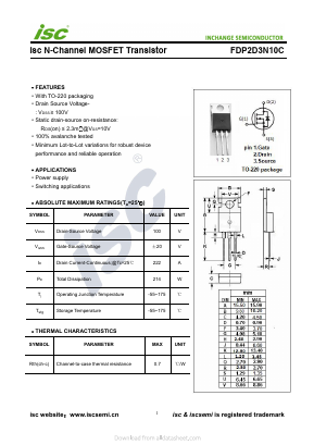 FDP2D3N10C Datasheet PDF Inchange Semiconductor
