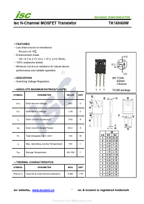 TK16N60W Datasheet PDF Inchange Semiconductor