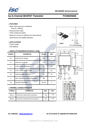 FCD850N80Z Datasheet PDF Inchange Semiconductor