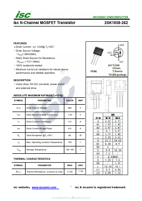 2SK1858-262 Datasheet PDF Inchange Semiconductor