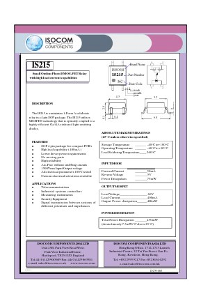 IS215 Datasheet PDF Isocom 