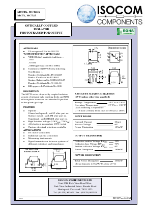MCT2 Datasheet PDF Isocom 