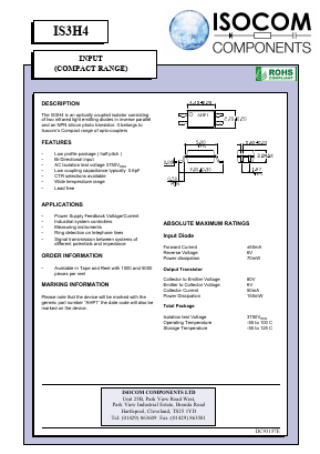 IS3H4 Datasheet PDF Isocom 