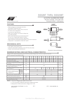 SS520BT Datasheet PDF Jinan Jing Heng Electronics Co., Ltd.