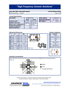 0918BD41D050 Datasheet PDF Johanson Technology Inc.