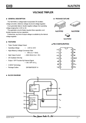 NJU7670V-TE1 Datasheet PDF Japan Radio Corporation 