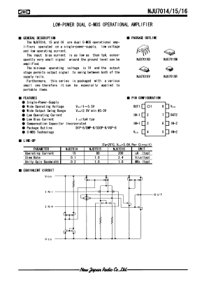 NJU7016V Datasheet PDF Japan Radio Corporation 