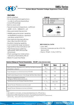SMDJ33CA Datasheet PDF Guangzhou Juxing Electronic Co., Ltd.
