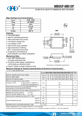 MB1F Datasheet PDF Guangzhou Juxing Electronic Co., Ltd.