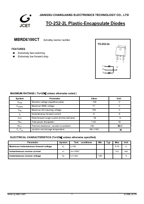 MBRD6100CT Datasheet PDF Jiangsu Changjiang Electronics Technology Co., Ltd