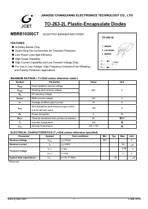 MBRB10200CT Datasheet PDF Jiangsu Changjiang Electronics Technology Co., Ltd