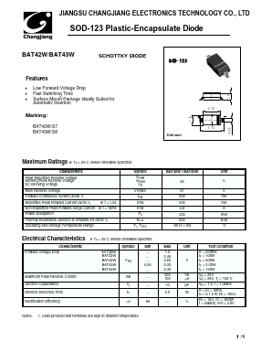 BAT42W Datasheet PDF Jiangsu Changjiang Electronics Technology Co., Ltd