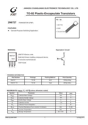 2N6727 Datasheet PDF Jiangsu Changjiang Electronics Technology Co., Ltd