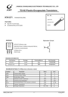 KTA1271 Datasheet PDF Jiangsu Changjiang Electronics Technology Co., Ltd