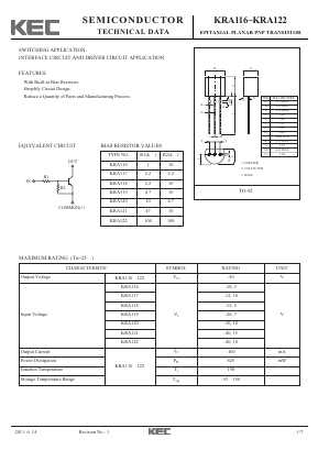 KRA116 Datasheet PDF KEC