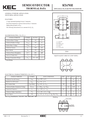 KTA701 Datasheet PDF KEC