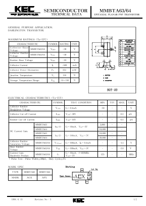 MMBTA63 Datasheet PDF KEC