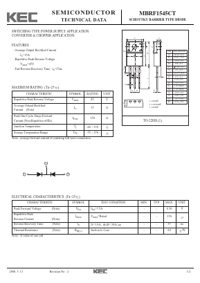 MBRF1545CT Datasheet PDF KEC