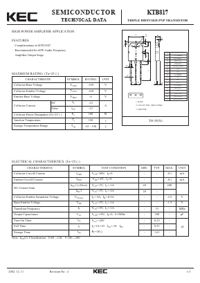 KTB817Y Datasheet PDF KEC