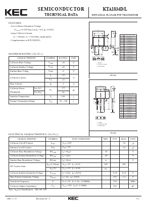 KTA1834L Datasheet PDF KEC