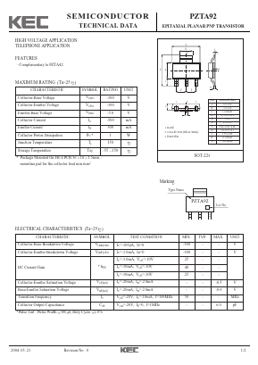 PZTA92 Datasheet PDF KEC