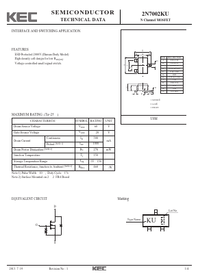 2N7002KU Datasheet PDF KEC