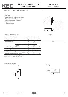 2N7002KE Datasheet PDF KEC