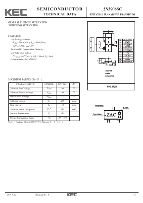 2N3906SC Datasheet PDF KEC