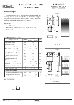 KF5N65P Datasheet PDF KEC