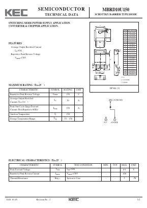 MBRD10U150 Datasheet PDF KEC