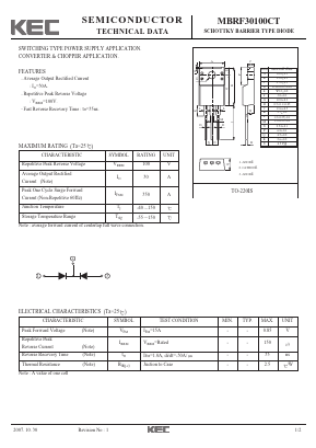 MBRF30100CT Datasheet PDF KEC