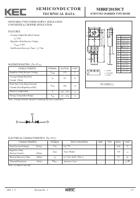 MBRF20150CT Datasheet PDF KEC