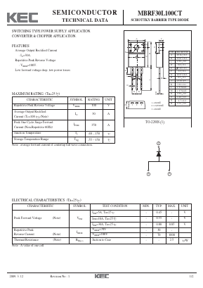 MBRF30L100CT Datasheet PDF KEC