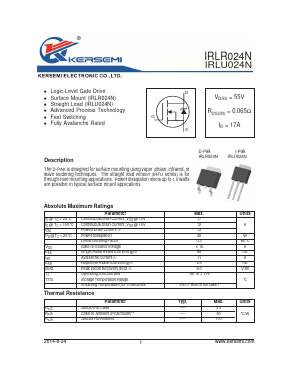 IRLR024N Datasheet PDF Kersemi Electronic Co., Ltd.