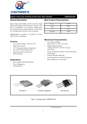 MBR20H100CT-E1 Datasheet PDF Kersemi Electronic Co., Ltd.