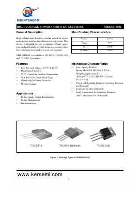 MBR30H100CTF-G1 Datasheet PDF Kersemi Electronic Co., Ltd.