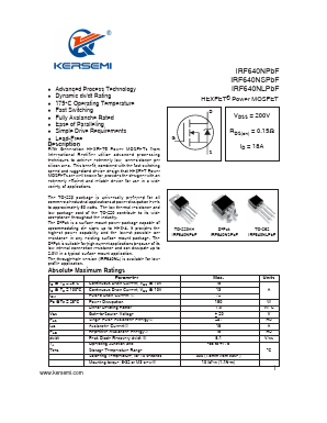 IRF640NLPBF Datasheet PDF Kersemi Electronic Co., Ltd.