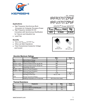 IRFR3707ZPBF Datasheet PDF Kersemi Electronic Co., Ltd.