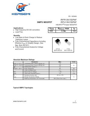 IRFU13N15DPBF Datasheet PDF Kersemi Electronic Co., Ltd.