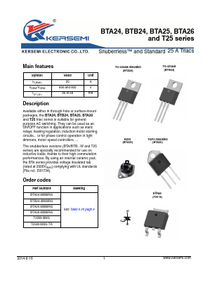 BTA24-600CWRG Datasheet PDF Kersemi Electronic Co., Ltd.