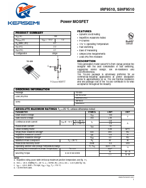 IRF9510PBF Datasheet PDF Kersemi Electronic Co., Ltd.