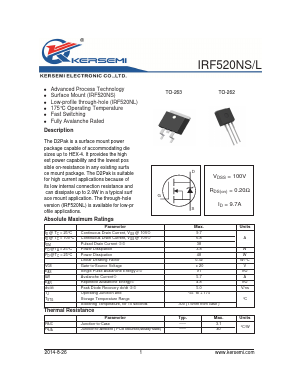 IRF520NL Datasheet PDF Kersemi Electronic Co., Ltd.
