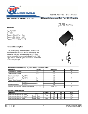AO3418L Datasheet PDF Kersemi Electronic Co., Ltd.
