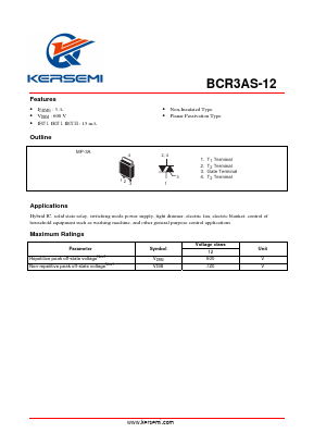 BCR3AS-12A-T13 Datasheet PDF Kersemi Electronic Co., Ltd.