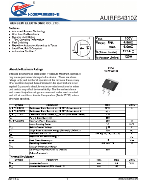 AUIRFS4310Z Datasheet PDF Kersemi Electronic Co., Ltd.